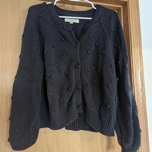 LOFT cropped navy blue bobble cardigan, XL